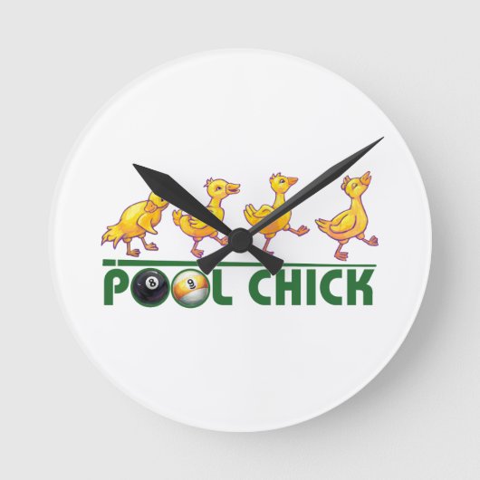 Pool Chick Runde Wanduhr (Vorderseite)