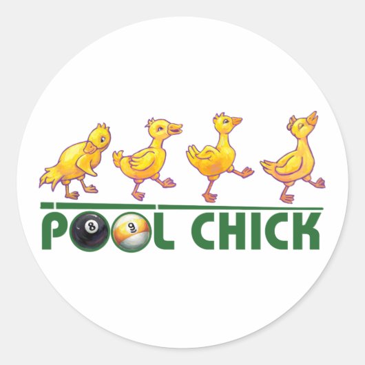 Pool Chick Runder Aufkleber (Vorderseite)