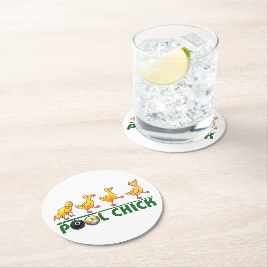 Pool Chick Runder Pappuntersetzer (Vor Ort)