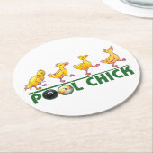 Pool Chick Runder Pappuntersetzer (Angewinkelt)