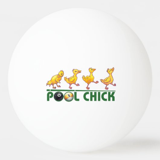 Pool Chick Tischtennisball (Rückseite)