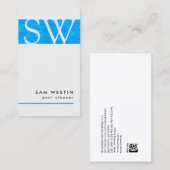 Pool Cleaner Bold Monogram Blue Water BusinessCard Visitenkarte (Vorne/Hinten)