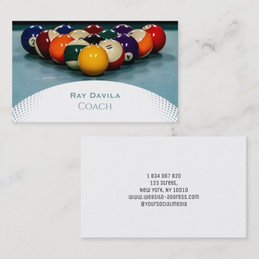 Pool Coach Billiard Visitenkarte (Vorne/Hinten)