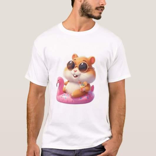 Pool Day Hamster - Cooles Summer TinyFur T-Shirt (Vorderseite)