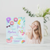 Pool Einladung zum Geburtstag, Foto Einladung (Stehend Vorderseite)