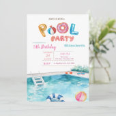 Pool Float Gläser Pool Geburtstagsparty Party Einladung (Stehend Vorderseite)