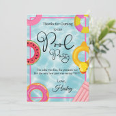 Pool Floatie Geburtstagsparty Danke Karte (Stehend Vorderseite)