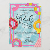 Pool Floatie Geburtstagsparty Danke Karte (Vorne/Hinten)