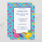 Pool Floating Gemustert Pool Party Custom Einladung (Vorne/Hinten)