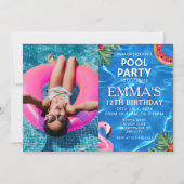 Pool Foto Geburtstagsparty Einladung (Vorderseite)