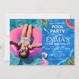 Pool Foto Geburtstagsparty Einladung