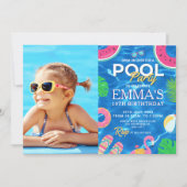 Pool Foto Geburtstagsparty Einladung (Vorderseite)