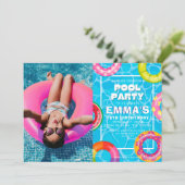 Pool Foto Geburtstagsparty Einladung (Stehend Vorderseite)