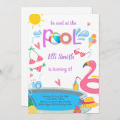 Pool Geburtstagsparty Einladung (Vorne/Hinten)