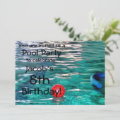 Pool Geburtstagsparty Einladung (Stehend Vorderseite)