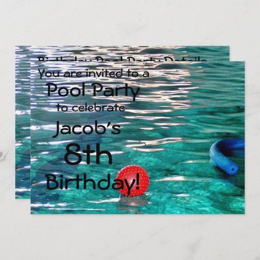 Pool Geburtstagsparty Einladung (Vorne/Hinten)