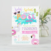 Pool Geburtstagsparty Einladungen für Mädchen (Stehend Vorderseite)