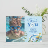 Pool Geburtstagsparty Foto Dankeschön Karte (Stehend Vorderseite)