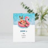 Pool Geburtstagsparty für Katzen Liebhaber Postkarte (Stehend Vorderseite)