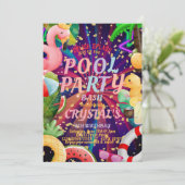 Pool Geburtstagsparty Kids Custom Einladung (Stehend Vorderseite)