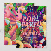 Pool Geburtstagsparty Kids Custom Einladung (Vorne/Hinten)