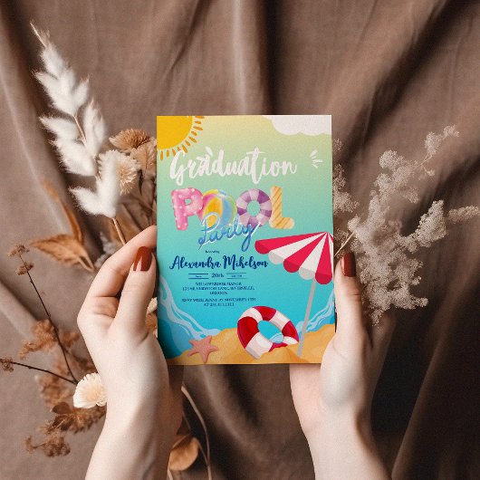 Pool Graduation Party Einladung