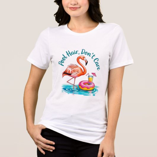 Pool Hair Dont Care Funny Swimming Gift Tri-Blend Shirt (Vorderseite)