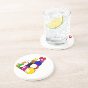 Pool Hall Balls Rack Em Sports Billard Sandstein Untersetzer