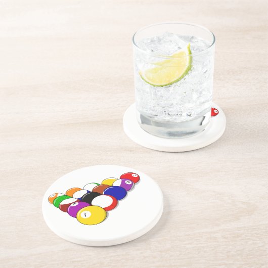 Pool Hall Balls Rack Em Sports Billard Sandstein Untersetzer (Seite)