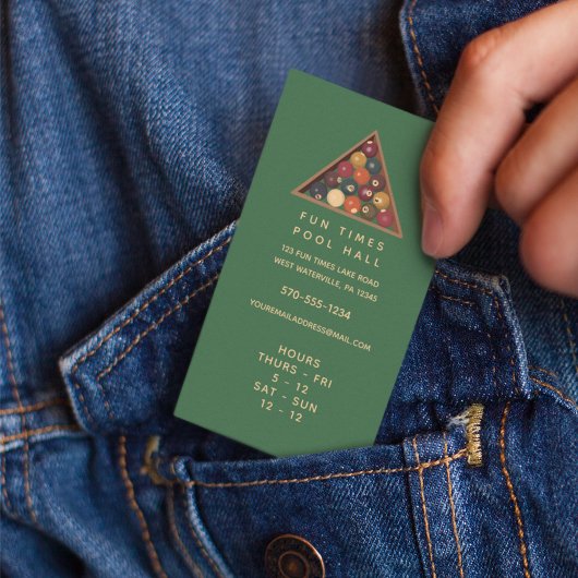Pool Hall Billard Business Card mit Stunden Visitenkarte