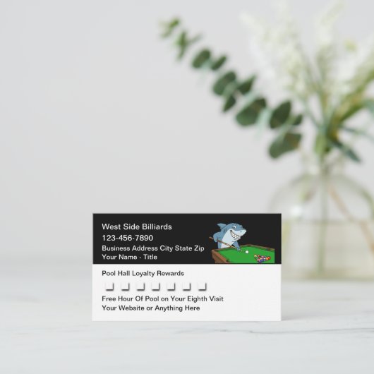 Pool Hall Billiards Customer Loyalty Rewards Treuekarte (Stehend Vorderseite)