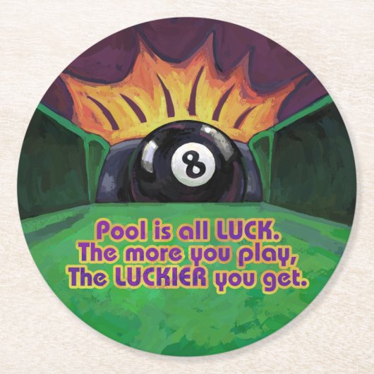 Pool ist Glück Runder Pappuntersetzer (Vorderseite)