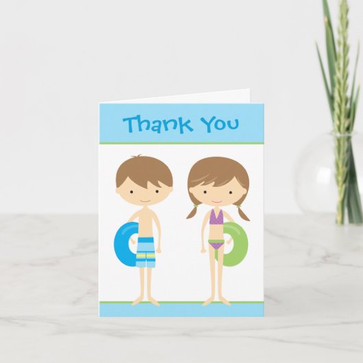 Pool Kids Note Card Dankeskarte (Vorderseite)