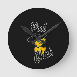 Pool-Küken #4 Runde Wanduhr