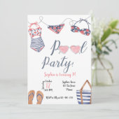 Pool lädt Party Invitation, Pool Party ein Einladung (Stehend Vorderseite)