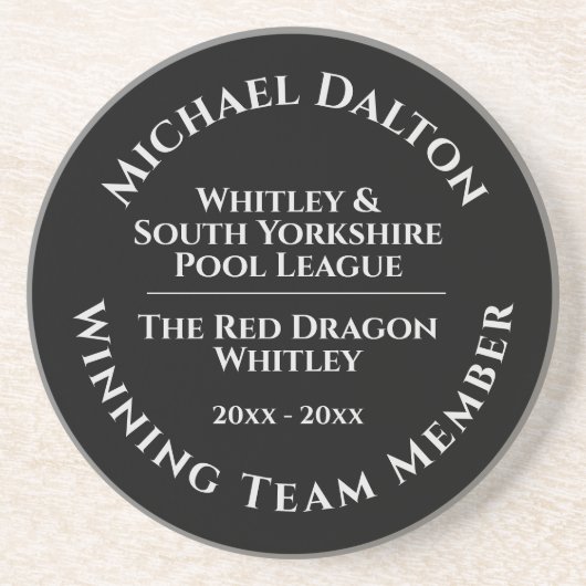 Pool League Trophy Sandstone Untersetzer (Vorne)