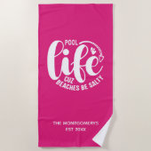 Pool Life Hot Pink Strandtuch (Vorderseite)