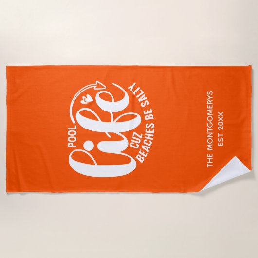 Pool Life Orange Strandtuch (Vorderseite)