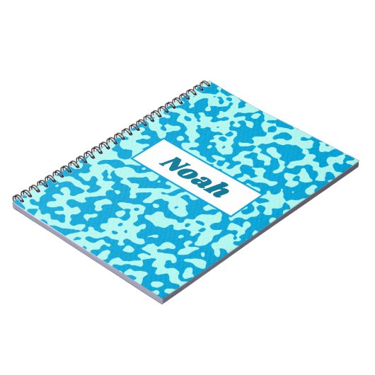 Pool Light Blue Camouflage Name Notizblock (Linke Seite)