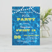 Pool Lights Citrus Lemon Sweet 16 Geburtstag Einladung (Stehend Vorderseite)