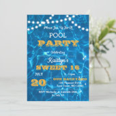 Pool Lights Citrus Orange Sweet 16 Geburtstag Einladung (Stehend Vorderseite)