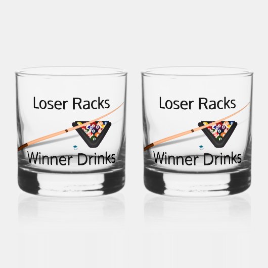 Pool Loser Racks Gewinner Drinks Whiskyglas (Vorderseite)