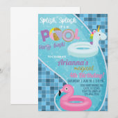 Pool Mädchen Geburtstagseinladung, Pool einladen. Einladung (Vorne/Hinten)