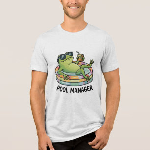 Pool-Manager Lustiger Frosch Sommer Cartoon Tri-Blend Shirt