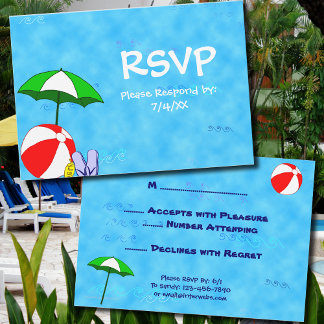 Pool- oder Beach-Party 3.5x5 RSVP-Karte Einladung