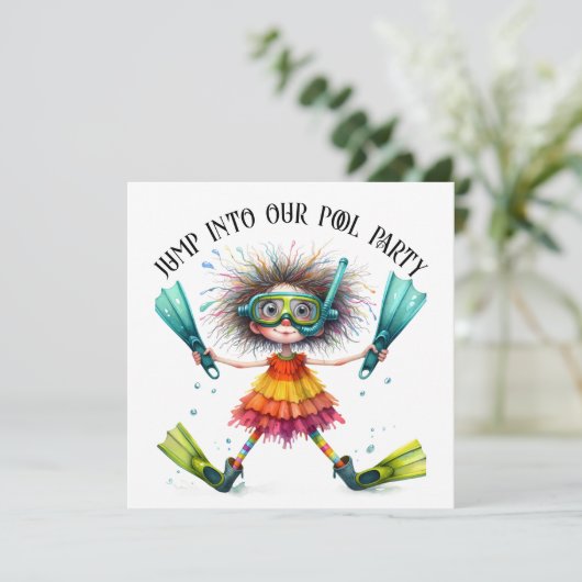 POOL oder Beach PARTY Einladung (Stehend Vorderseite)