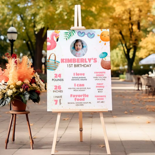 Pool Party 1 Geburtstag Party Meilenstein Unterzei Poster