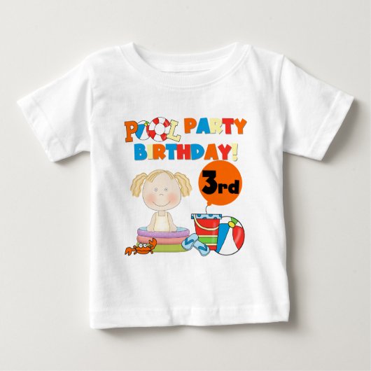 Pool Party 3. Geburtstag T - Shirt und Geschenke (Vorderseite)