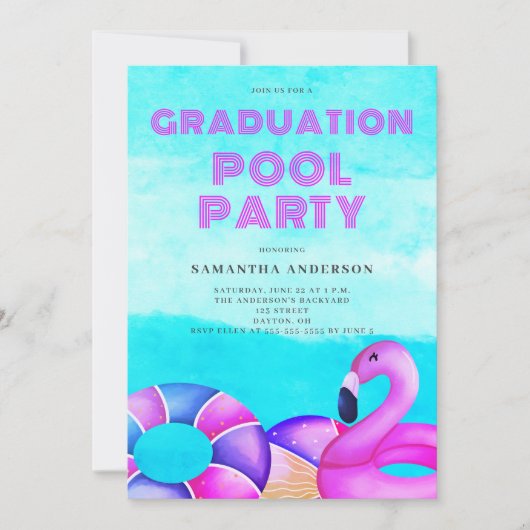 Pool Party Abschluss Einladung (Vorderseite)