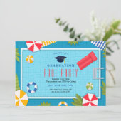 Pool Party Abschluss Einladung (Stehend Vorderseite)